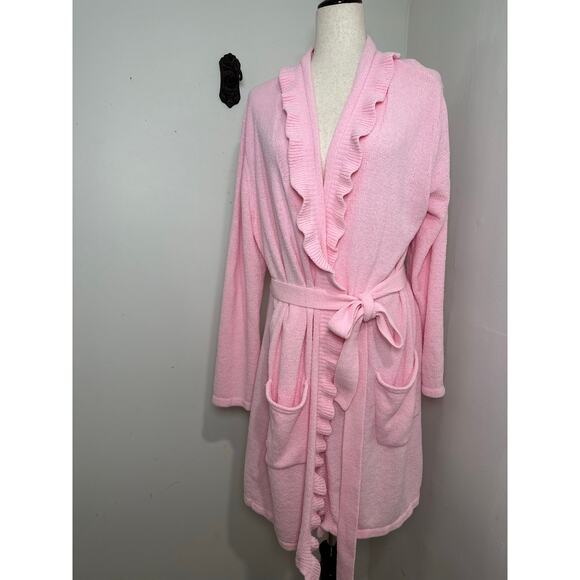 Lilly Pulitzer Soft Pink Plush Melville Ruffle Belted Robe Size XL - Picture 6 of 8
